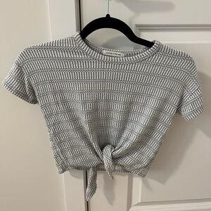 Nautical Cute Light Blue/White Crop Top